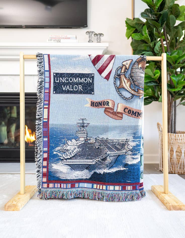 Detail image of 4' 6 x 6' Land Sea Air Marine Corps Throw Blanket
