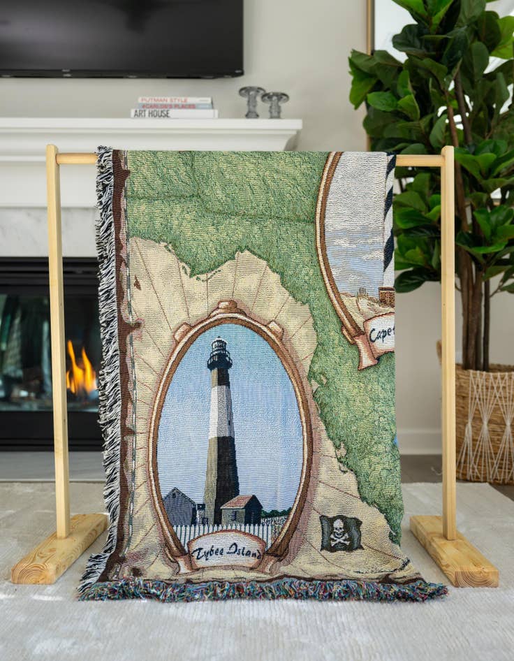 Detail image of 4' 6 x 6' Lighthouses of the Southeast II Throw Blanket