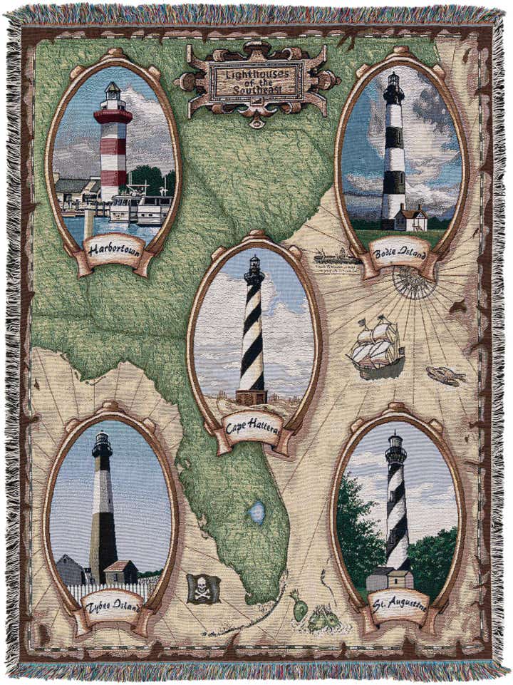 135cm x 185cm Lighthouses of the Southeast II Kuscheldecke