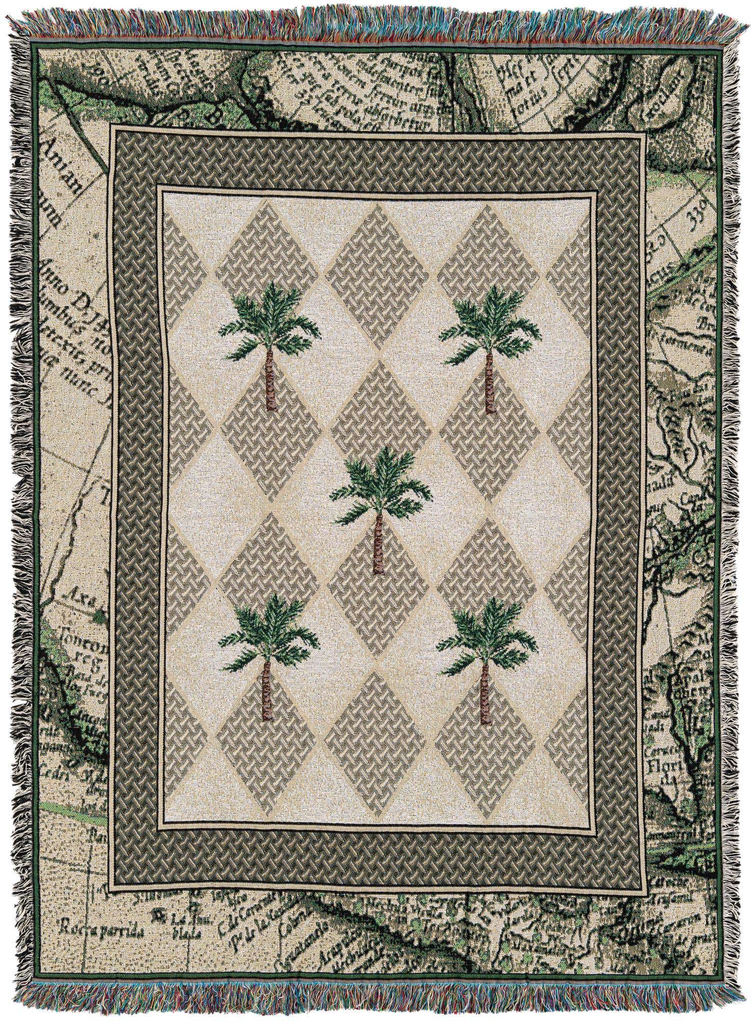 Primary image 4' 6 x 6' Colonial Palms Throw Blanket