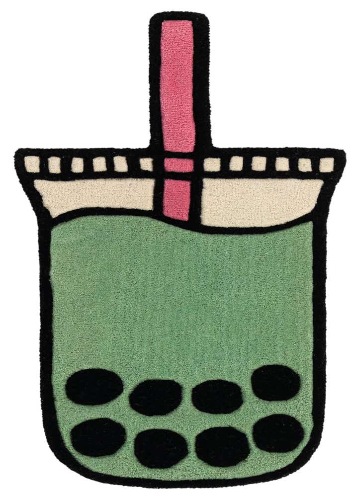 1' 7 x 3' 1 Happy Rugs Boba Tea Wool Freeform Mat