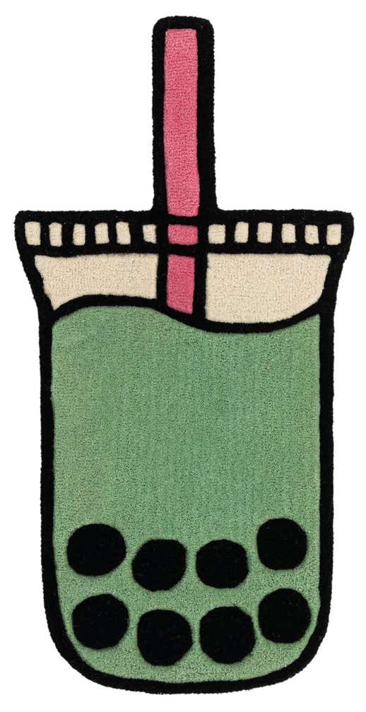 1' 7 x 3' 1 Happy Rugs Boba Tea Wool Freeform Mat