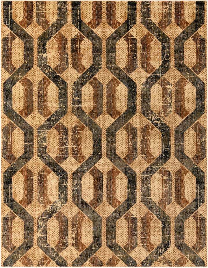 7' 10 x 10' Acadia · Geometric lattice rug, beige and brown