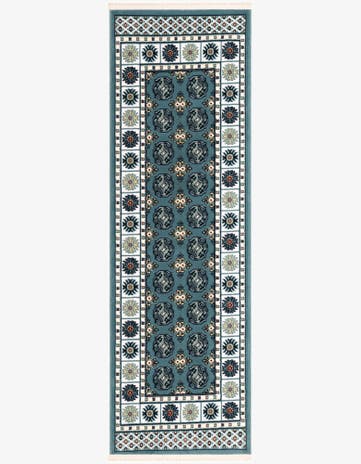 Aegean Blue Nain Design Runner Rug