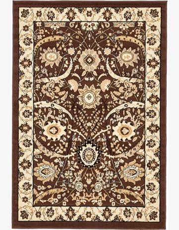 4' x 6' Akers · Traditional floral rug, brown and cream