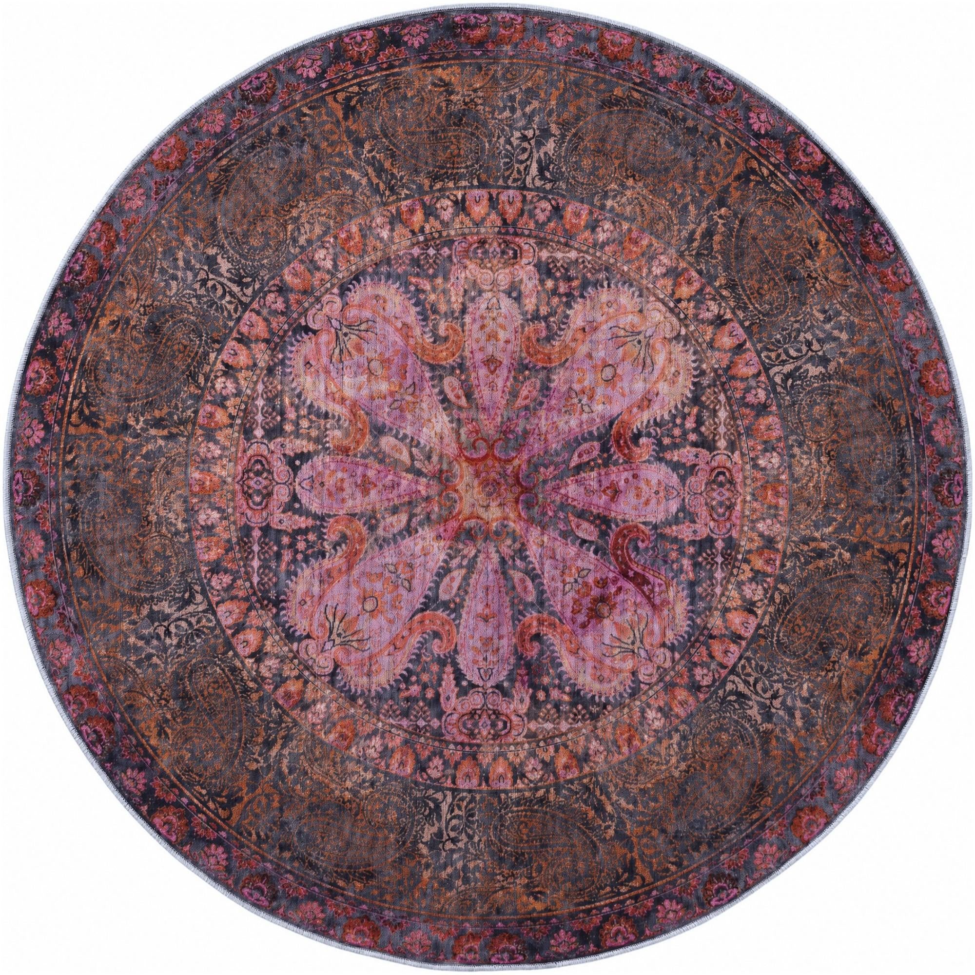 Alamosa · Paisley medallion rug, pink and charcoal
