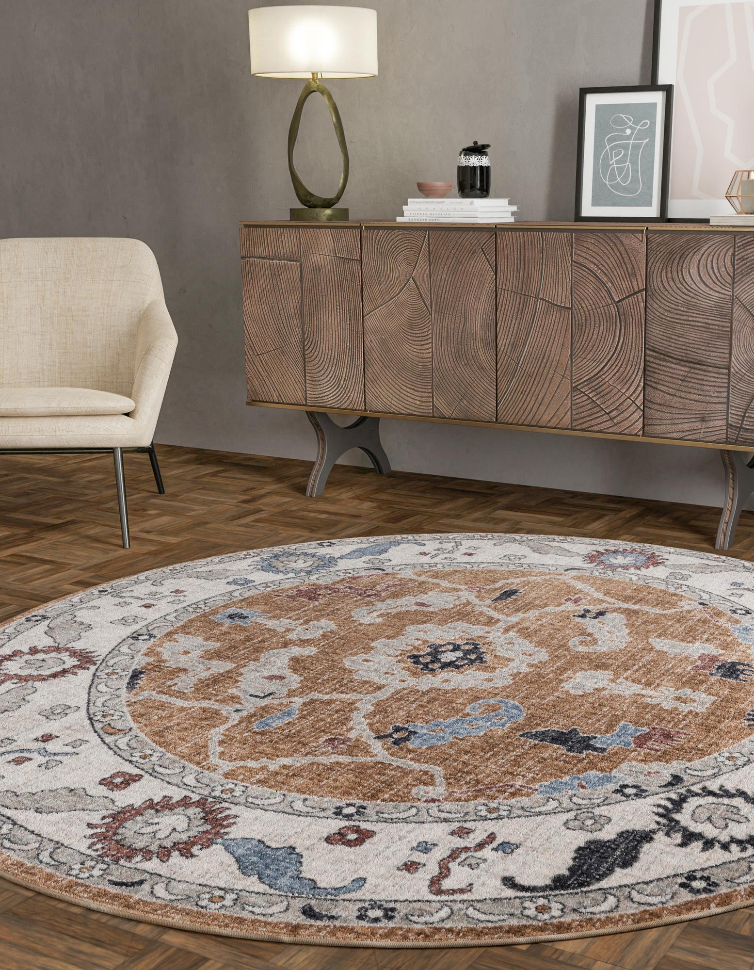 3' 3 x 3' 3 Eco Traditional Round Rug