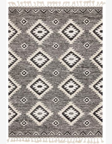 8' x 11' Amaranth · Geometric diamond Wool Rug, charcoal and ivory