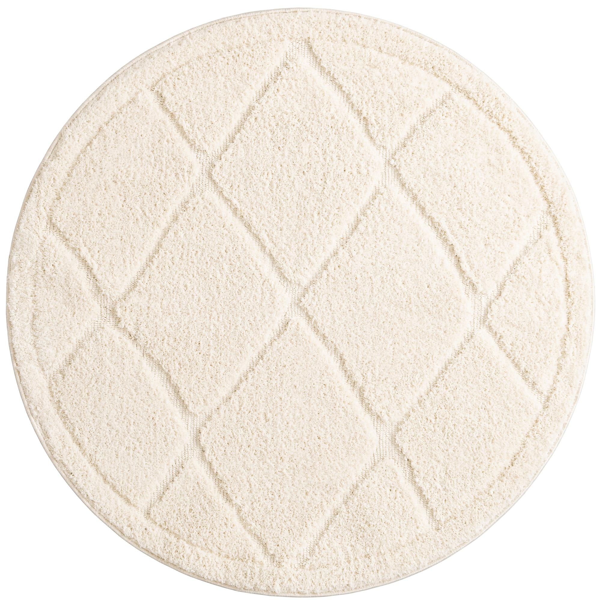 4' x 4' Ancrum · Diamond lattice Shag Rug, ivory