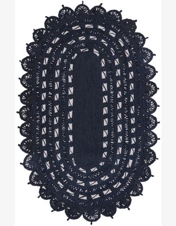 5' 1 x 8' Anise · Braided medallion Braided Jute Rug, navy blue