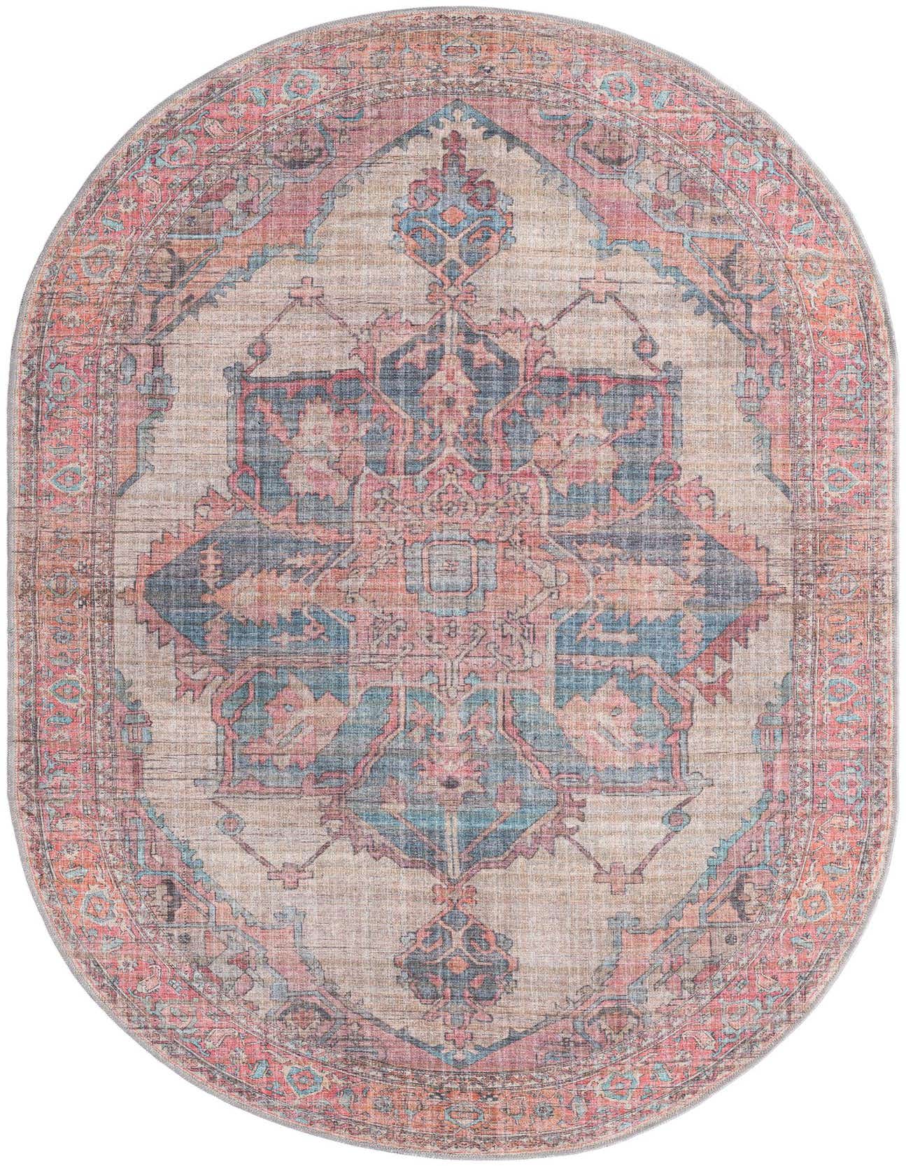 5' 3 x 8' Washable Nostalgia Oval Rug
