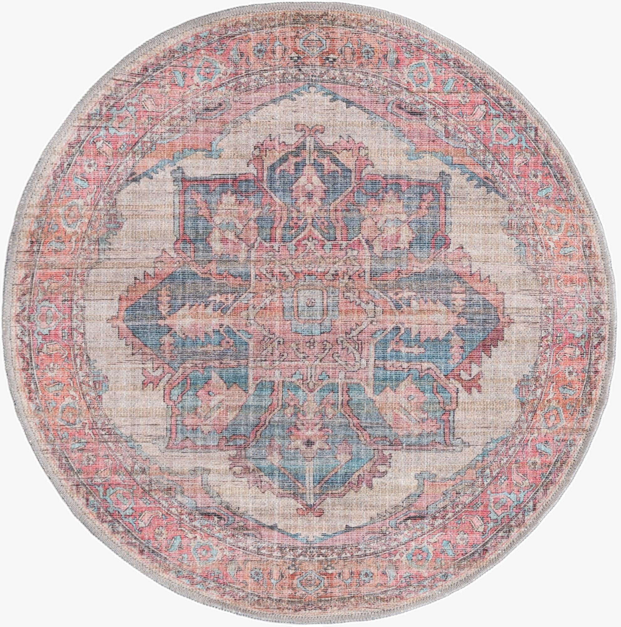 3' 3 x 3' 3  Washable Nostalgia Round Rug