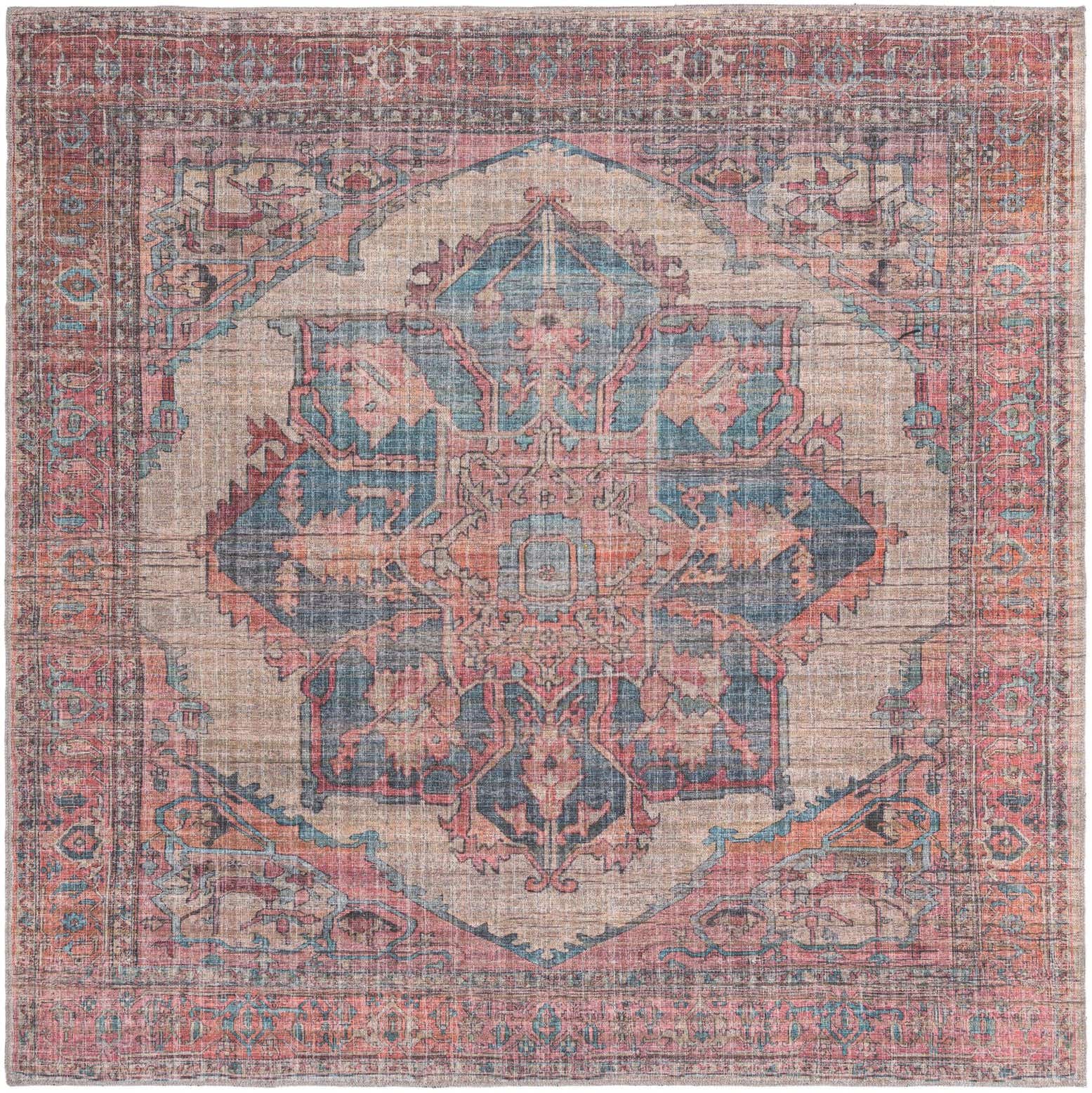 7' 10 x 7' 10 Washable Nostalgia Square Rug
