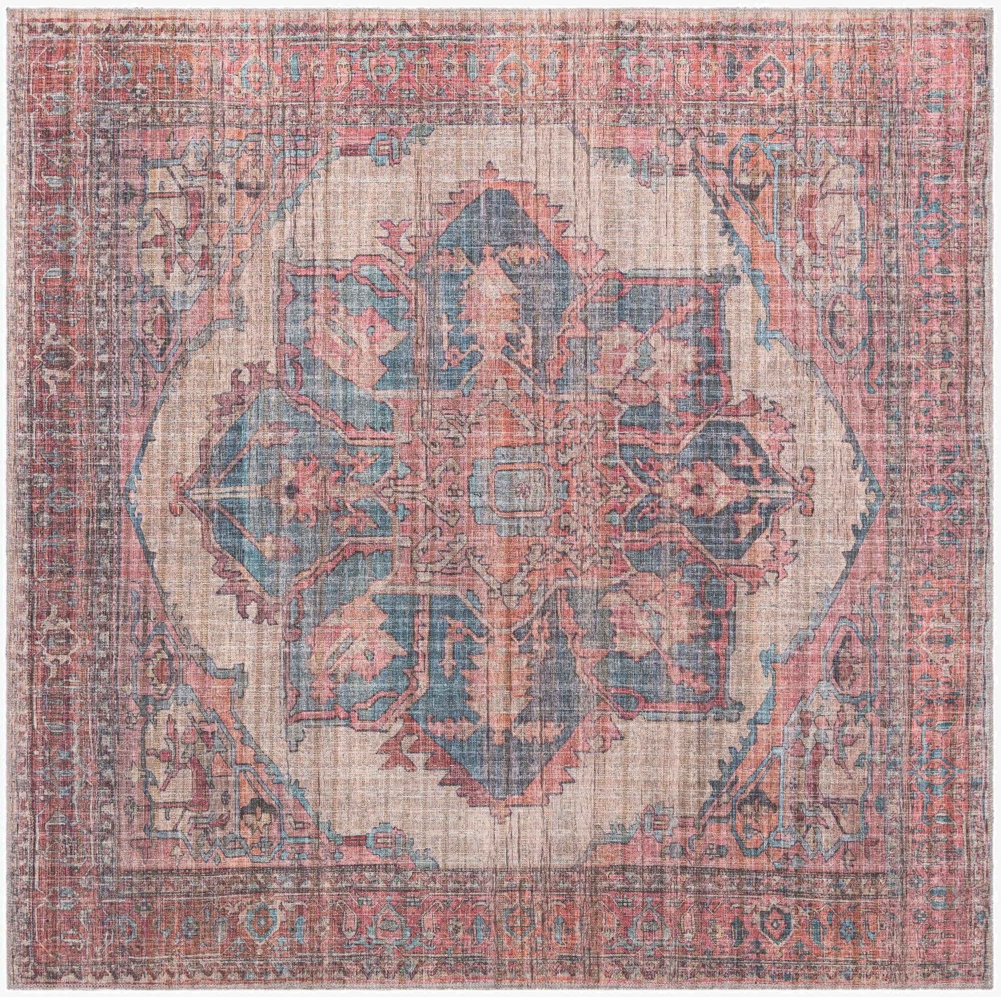 7' 3 x 7' 3  Washable Nostalgia Square Rug