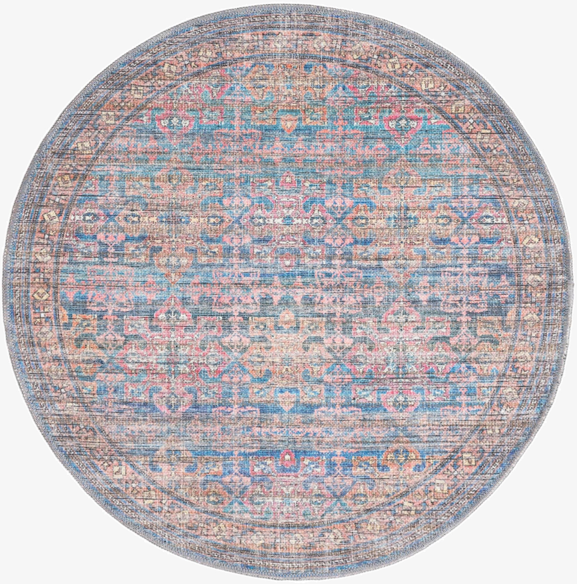 3' 3 x 3' 3  Washable Nostalgia Round Rug