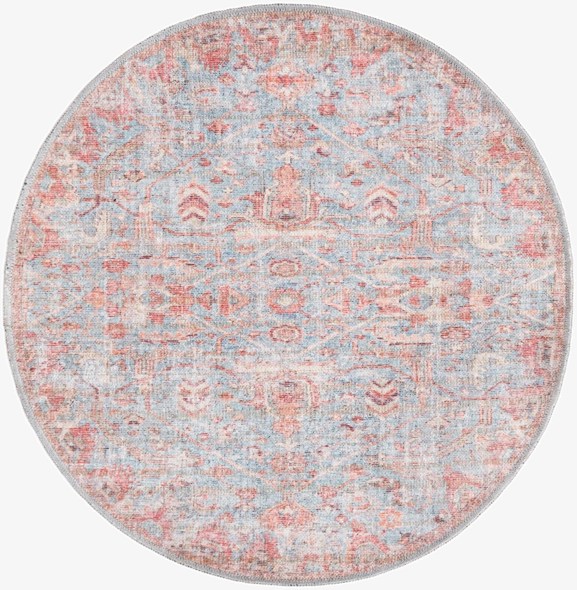 3' 3 x 3' 3  Washable Nostalgia Round Rug