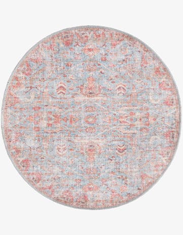 Antique Blue Washable Nostalgia Round Rug