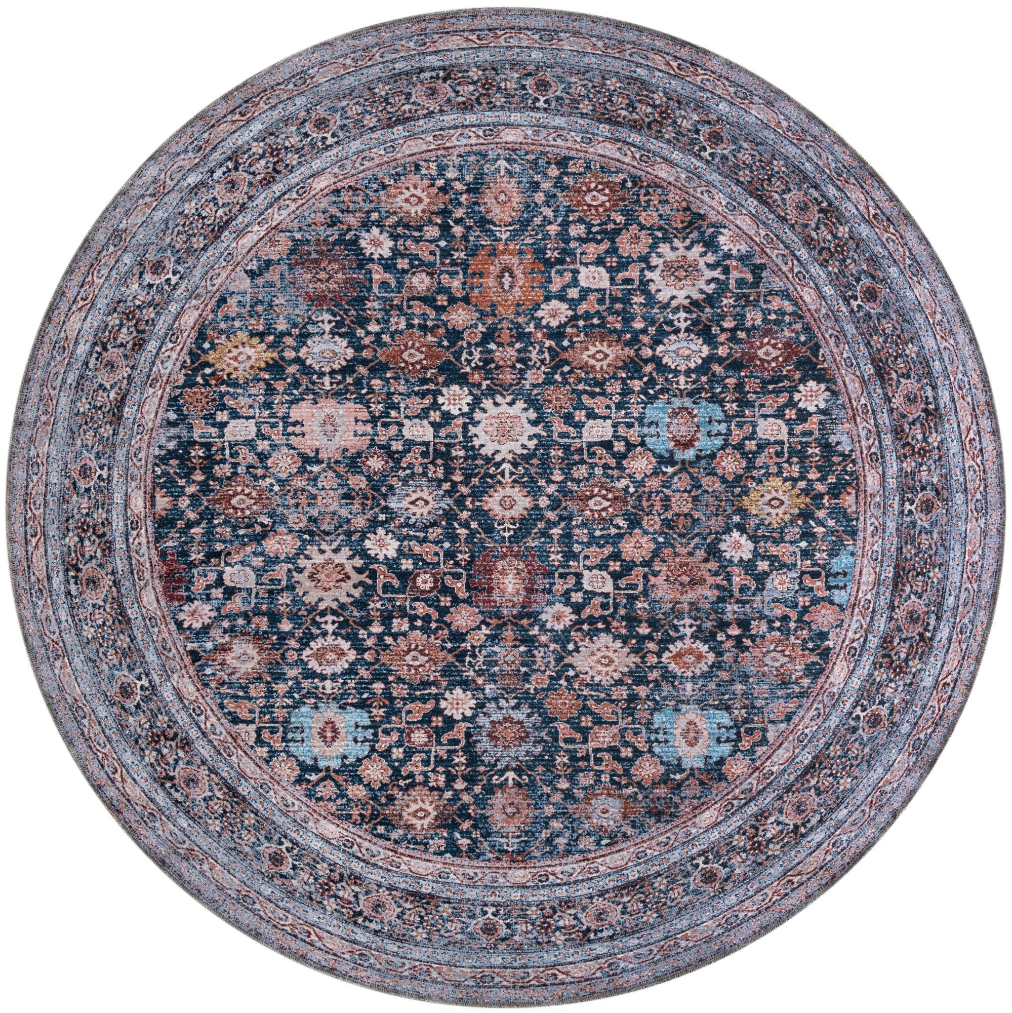 Antique Blue Yara Round Rug