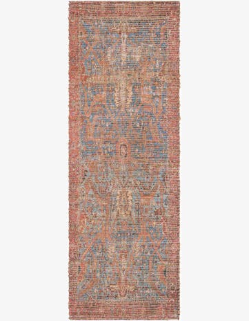 Antique Blue Chenille Jute Runner Rug