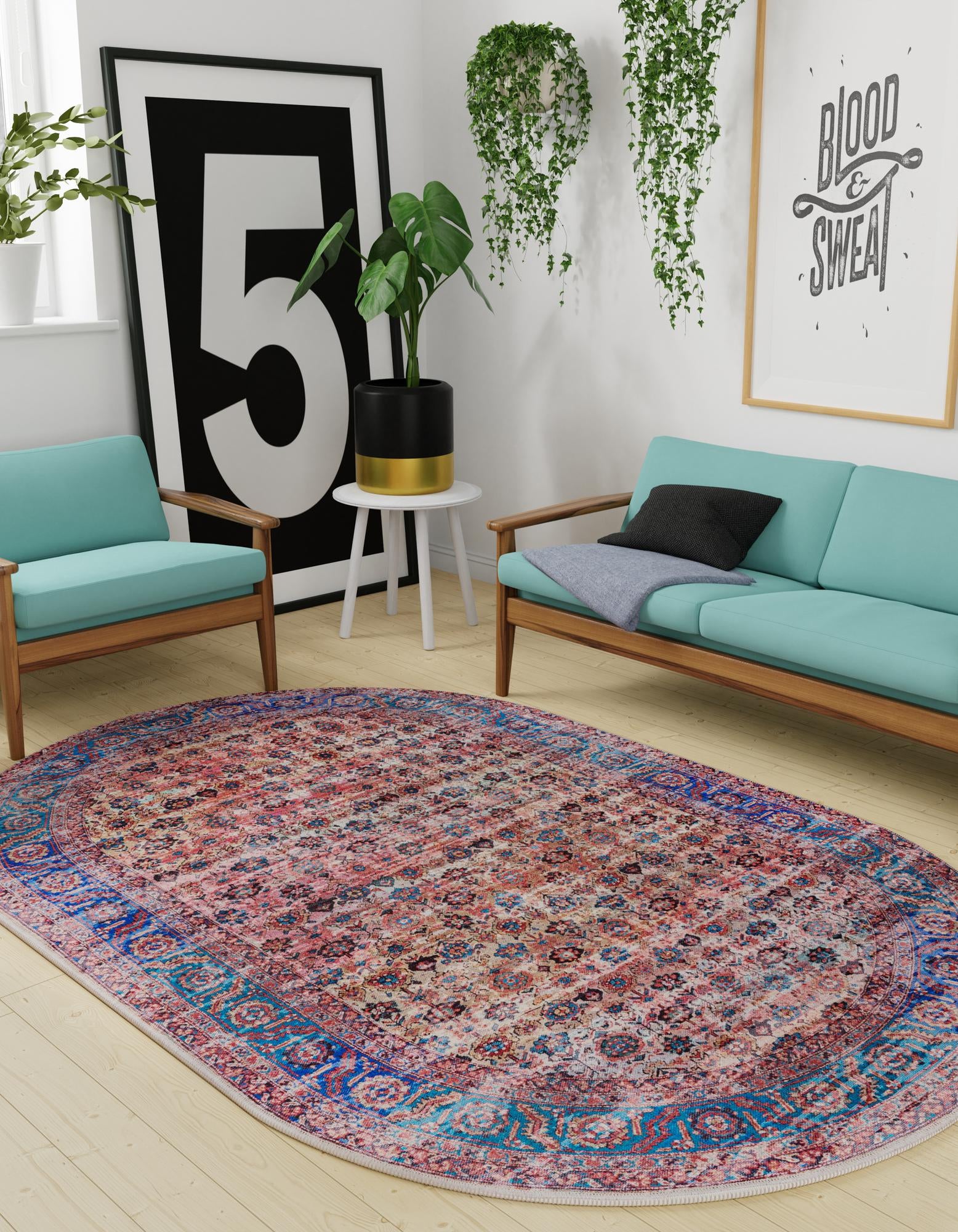 4' x 6' Washable Maahru Oval Rug
