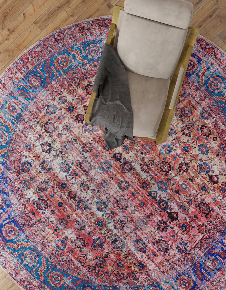Detailfoto van 320cm x 320cm Wasbaar Maahru Rond Vloerkleed