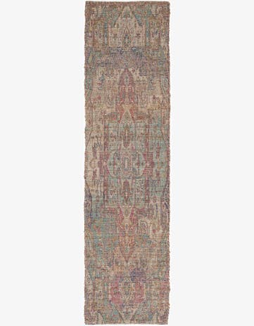 Antique Red and Blue Chenille Jute Runner Rug