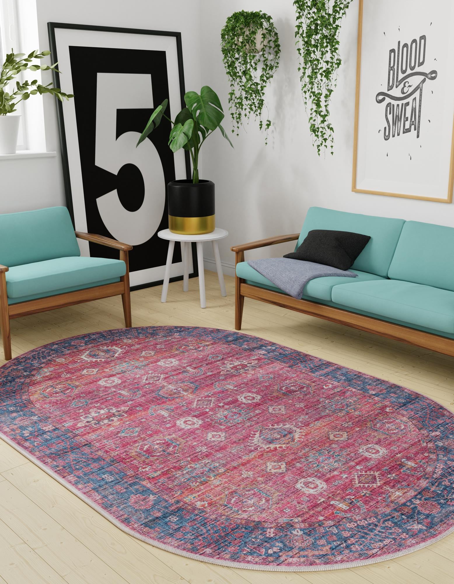 4' x 6' Washable Maahru Oval Rug