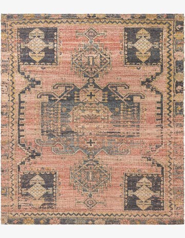 Antique Red Hand Woven Chenille Jute Rug