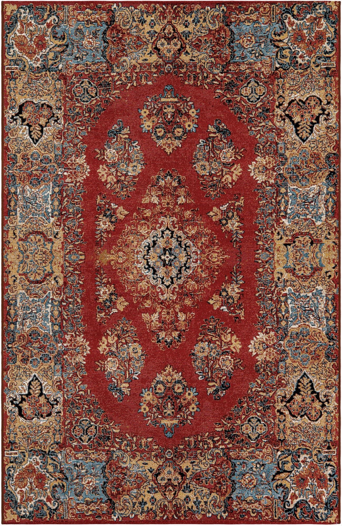 5' 3 x 8'  Washable Traditional Indoor / Outdoor Rug