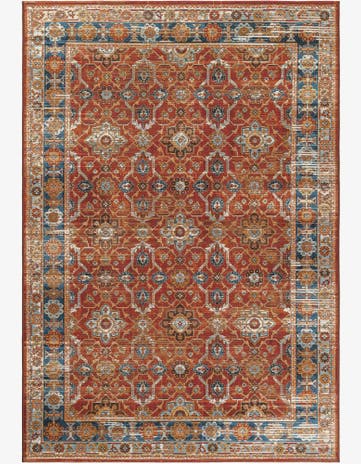 Antique Red Easy-Clean Traditional Indoor / Outdoor Rug