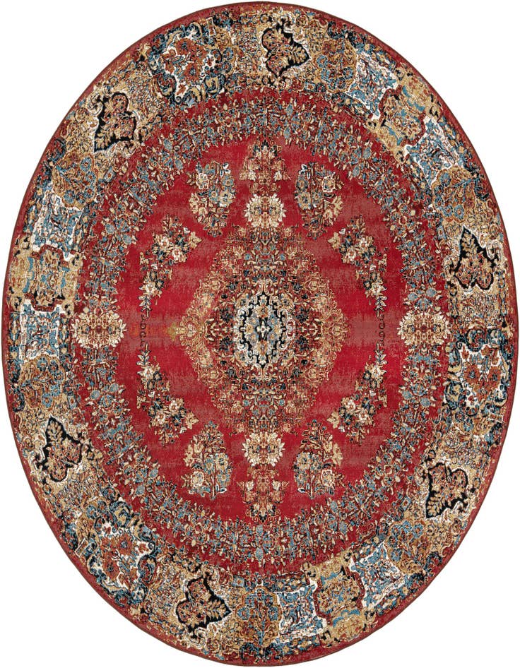 Detail image of 10' x 10' Easy-Clean Traditional Indoor / Outdoor Round Rug