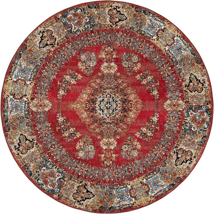 Detail image of 10' x 10' Easy-Clean Traditional Indoor / Outdoor Round Rug