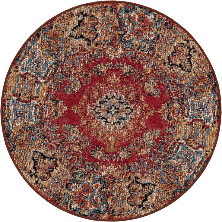 Detail image of 3' x 3' Easy-Clean Traditional Indoor / Outdoor Round Rug