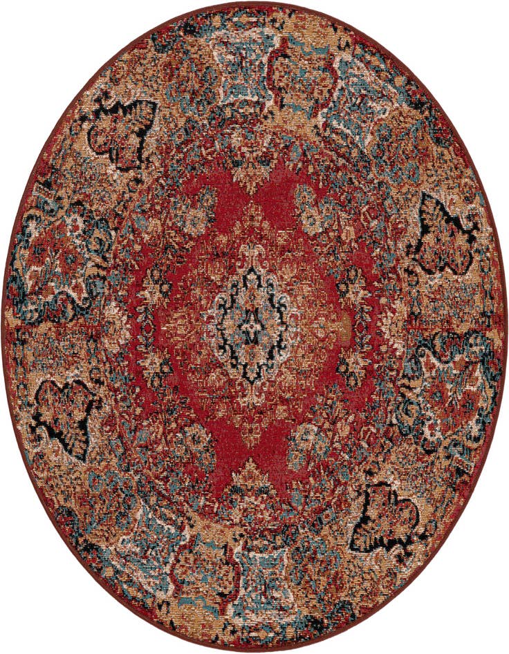 Detail image of 4' x 4' Easy-Clean Traditional Indoor / Outdoor Round Rug