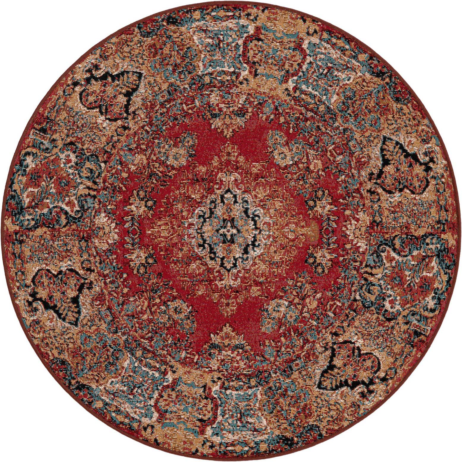 4' x 4' Easy-Clean Traditional Indoor / Outdoor Round Rug