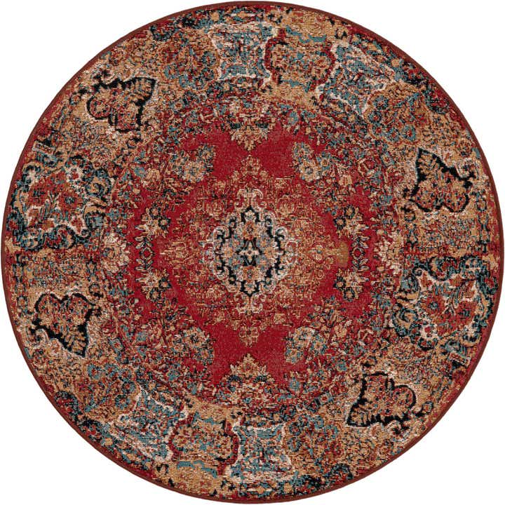 4' x 4' Easy-Clean Traditional Indoor / Outdoor Round Rug