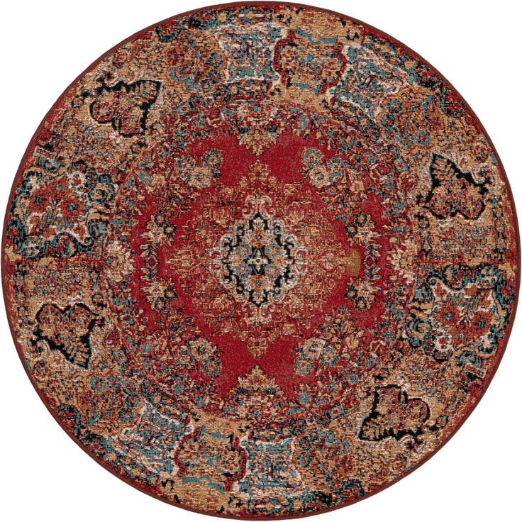 Detail image of 4' x 4' Easy-Clean Traditional Indoor / Outdoor Round Rug