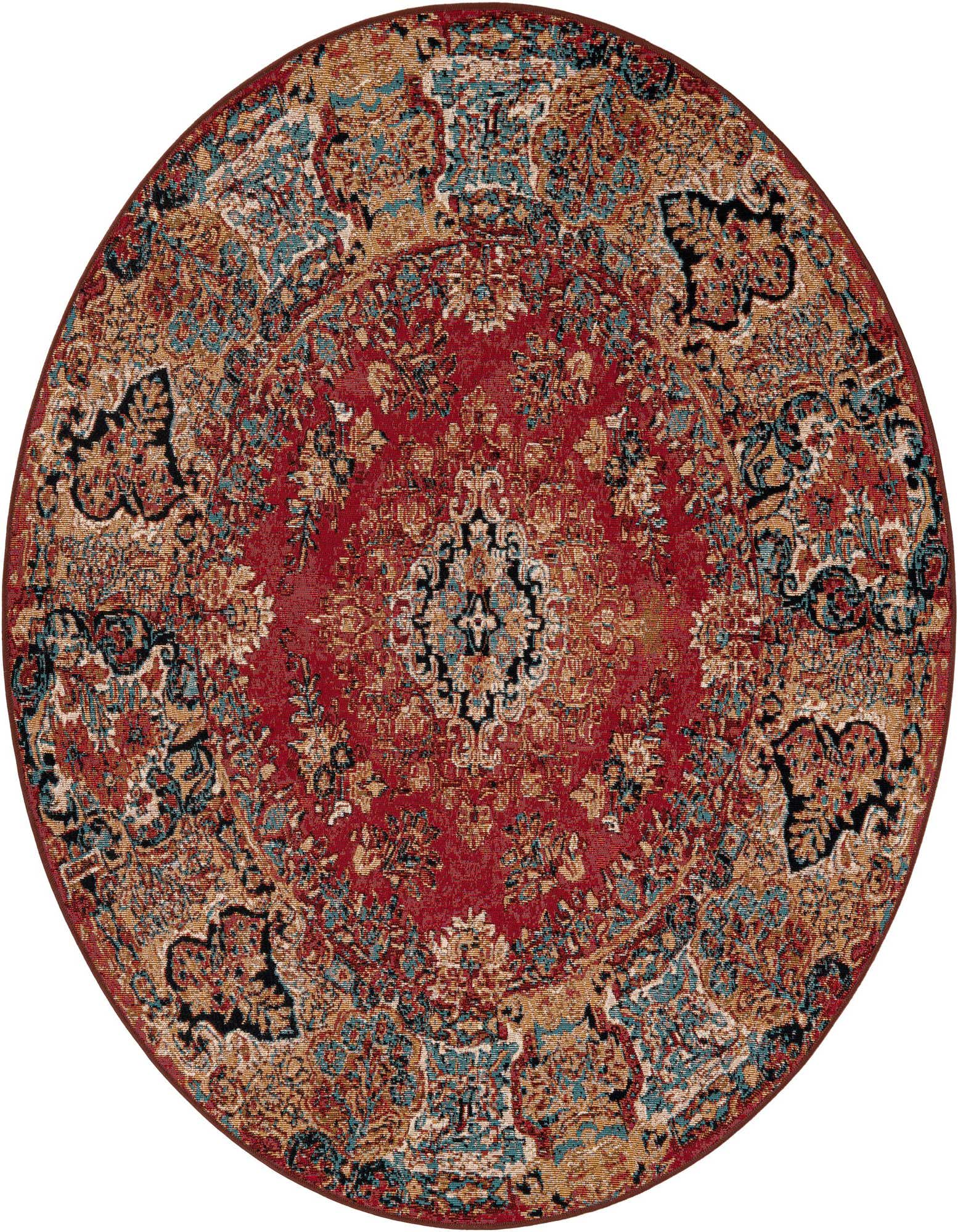 6' x 6' Easy-Clean Traditional Indoor / Outdoor Round Rug