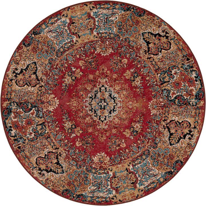 6' x 6' Easy-Clean Traditional Indoor / Outdoor Round Rug