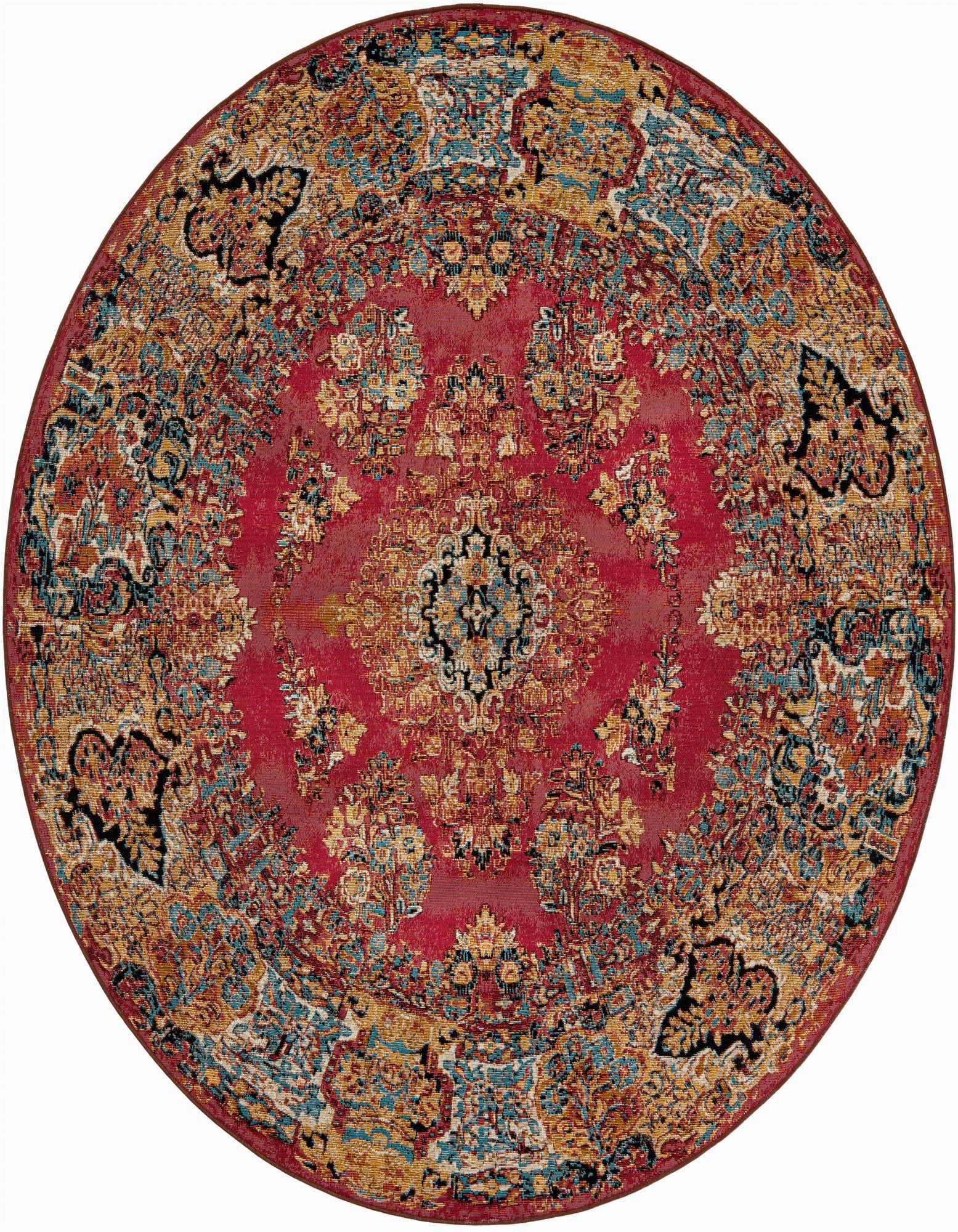 7' 10 x 7' 10 Easy-Clean Traditional Indoor / Outdoor Round Rug