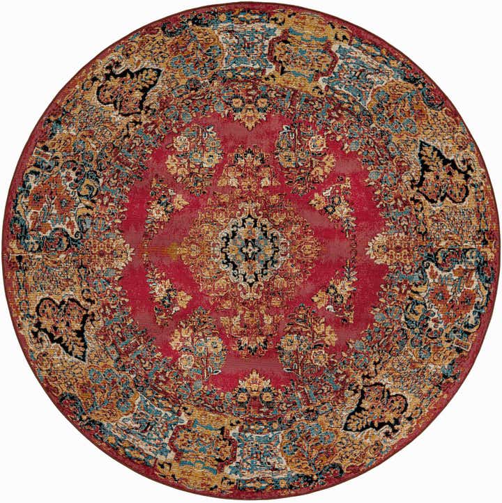 7' 10 x 7' 10 Easy-Clean Traditional Indoor / Outdoor Round Rug