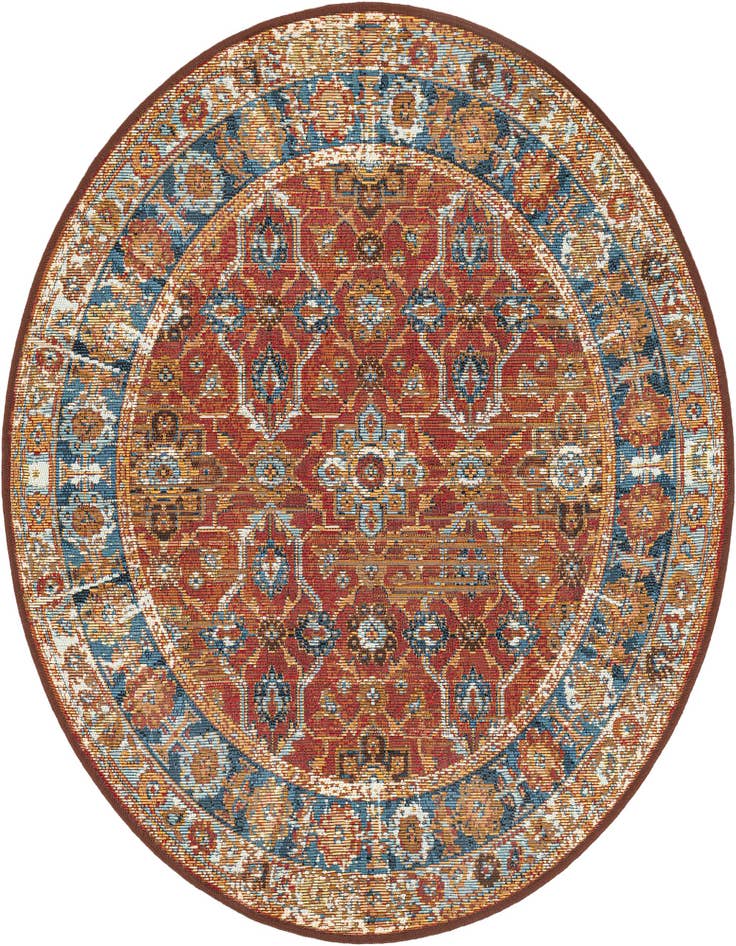 Detail image of 3' x 3' Easy-Clean Traditional Indoor / Outdoor Round Rug