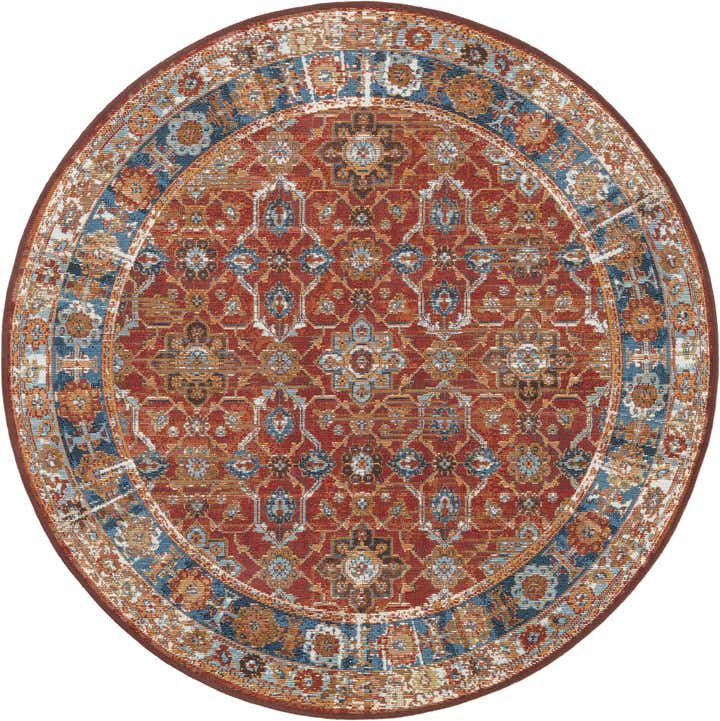 4' x 4' Easy-Clean Traditional Indoor / Outdoor Round Rug