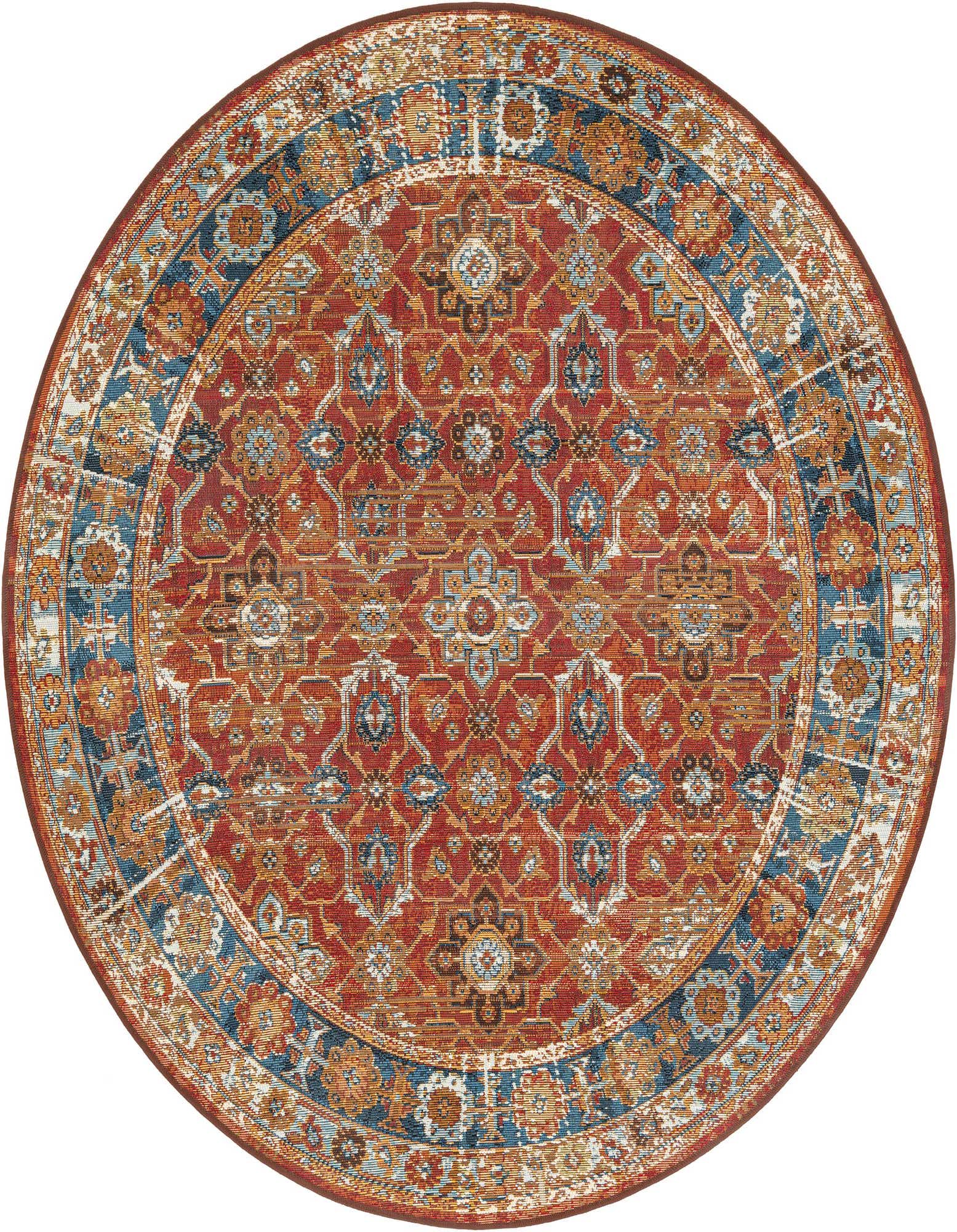 5' x 5' Easy-Clean Traditional Indoor / Outdoor Round Rug