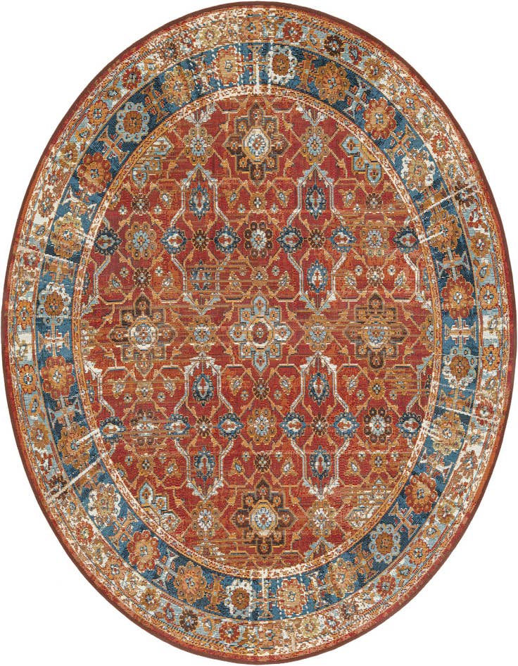Detail image of 5' x 5' Easy-Clean Traditional Indoor / Outdoor Round Rug