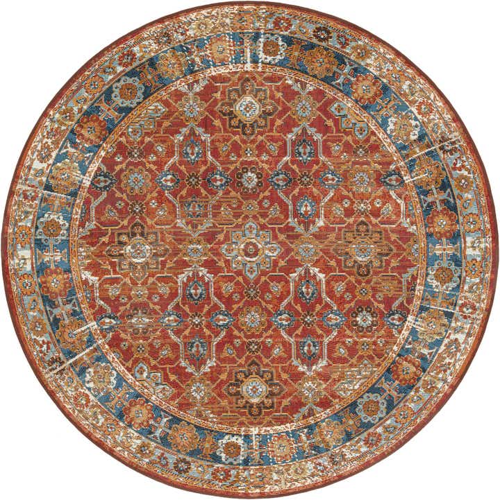 5' x 5' Easy-Clean Traditional Indoor / Outdoor Round Rug