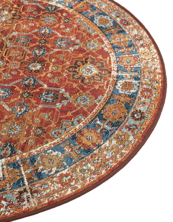 Detail image of 5' x 5' Easy-Clean Traditional Indoor / Outdoor Round Rug