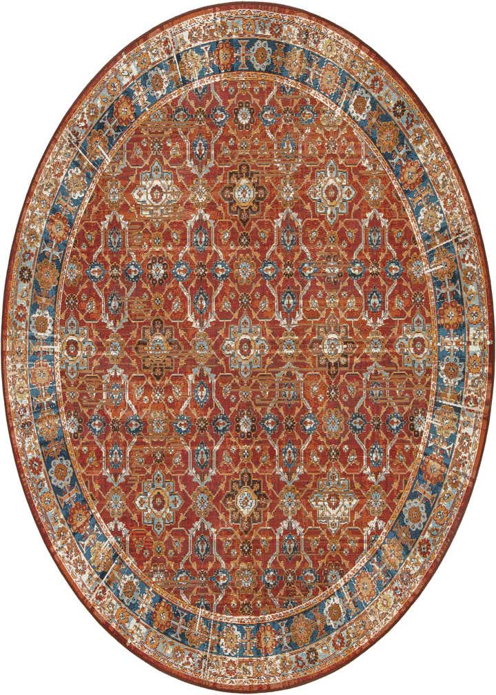 7' 10 x 7' 10 Easy-Clean Traditional Indoor / Outdoor Round Rug