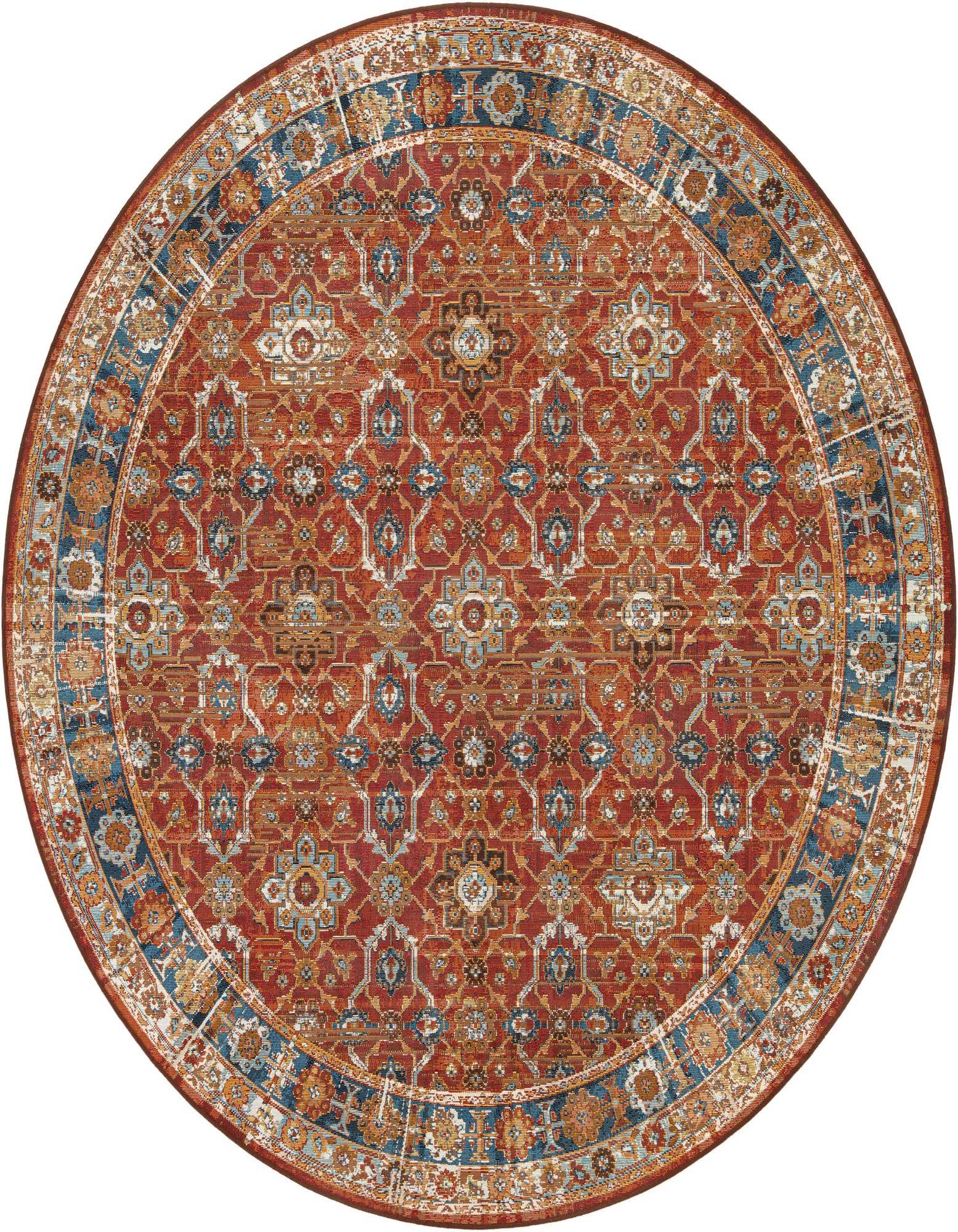 7' 10 x 7' 10 Easy-Clean Traditional Indoor / Outdoor Round Rug