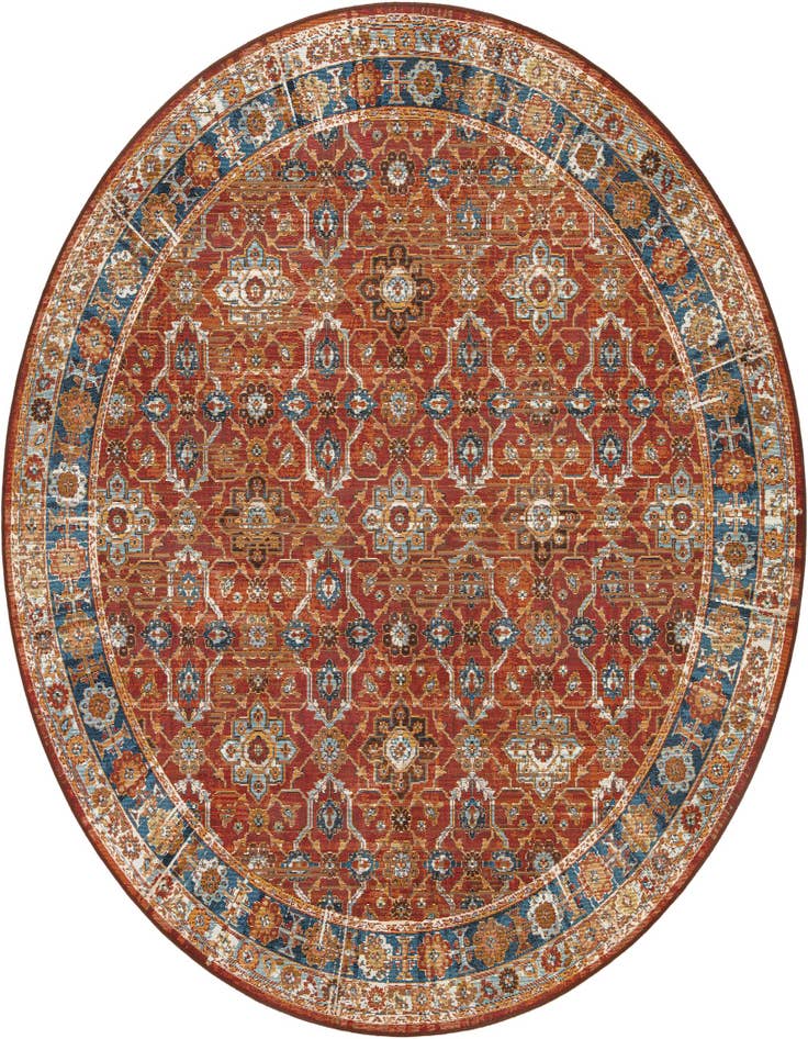 Detail image of 7' 10 x 7' 10 Easy-Clean Traditional Indoor / Outdoor Round Rug